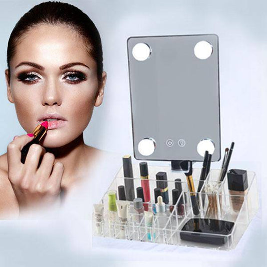 4 Lights Acrylic Makeup Organizer Lipstick Storage with Sensor Switch_0