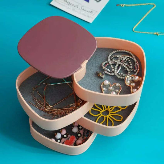 Rotary Jewelry Storage Box with Mirror Lid 4 Layer_0