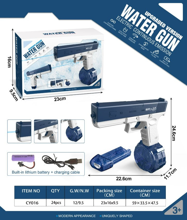 Fully Automatic Continuous Electric Water Gun Glock - Blue_1